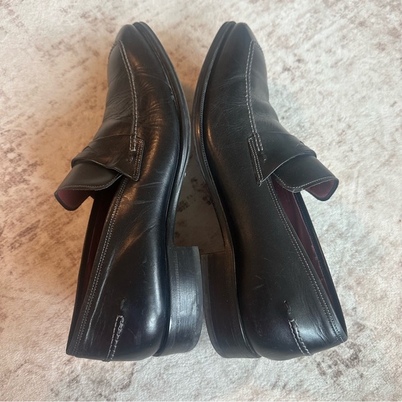 Mezlan Toulon Black Leather Slip-on Dress Shoes Loafers Men’s Sz 10 - Picture 8 of 9